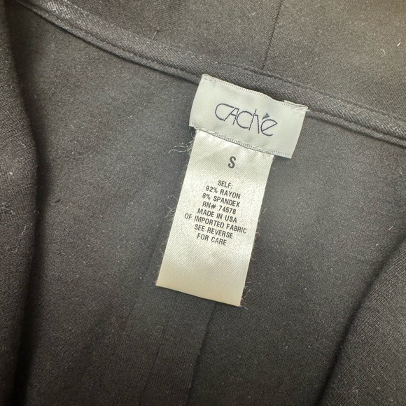 Cache Black Draped Sleeveless Dress with Brown Belt Accent - Picture 3 of 6